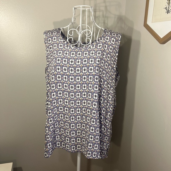 FLAX Tank Top Blouse Pastel Bohemian Geometric Floral Print Size Small Indie - Picture 1 of 4